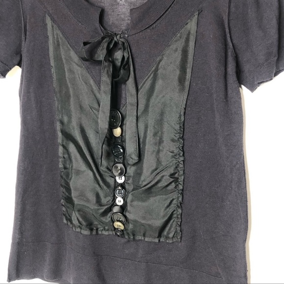 Marc Jacobs Black Silk Front Button Bow Top | Size M - Picture 3 of 14